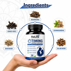 ReLife Timing Support Capsules – Natural Ayurvedic Support for Men’s Performance & Control