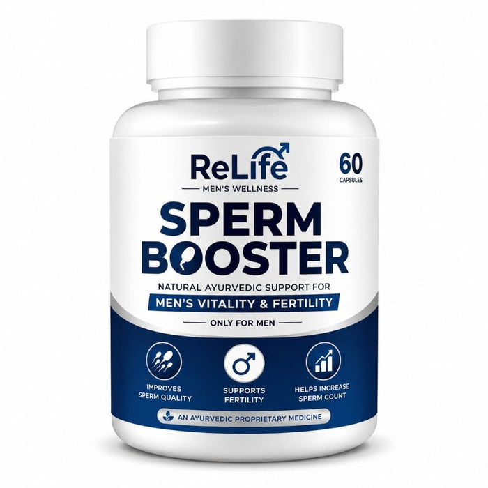 ReLife Sperm Booster Capsules – Natural Ayurvedic Support for Men’s Fertility & Wellness